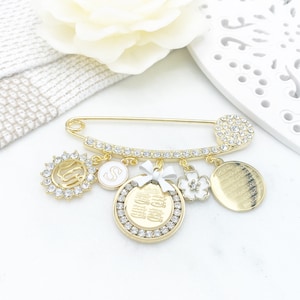4 Qul, Ayatul Kursi Allah Crystal Diamante Stroller Pin - 4 Kul, Four Qul, Islam, Muslim, Baby Pin