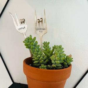 Garden on OR peace fork garden markers, plant markers, fork up cycle, garden