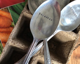 Spoon Garden Marker - hand stamped set of 4, 6, or 8