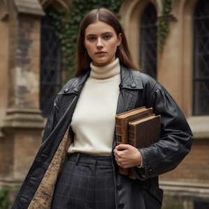 Vintage 90er Jahre Madein Italy Übergroße Schwarze Lederjacke, Echter Weicher Ledermantel mit Map Print Futter, Retro Grunge Ästhetik, Größe L