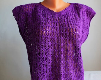 Purple Crochet Top - Etsy