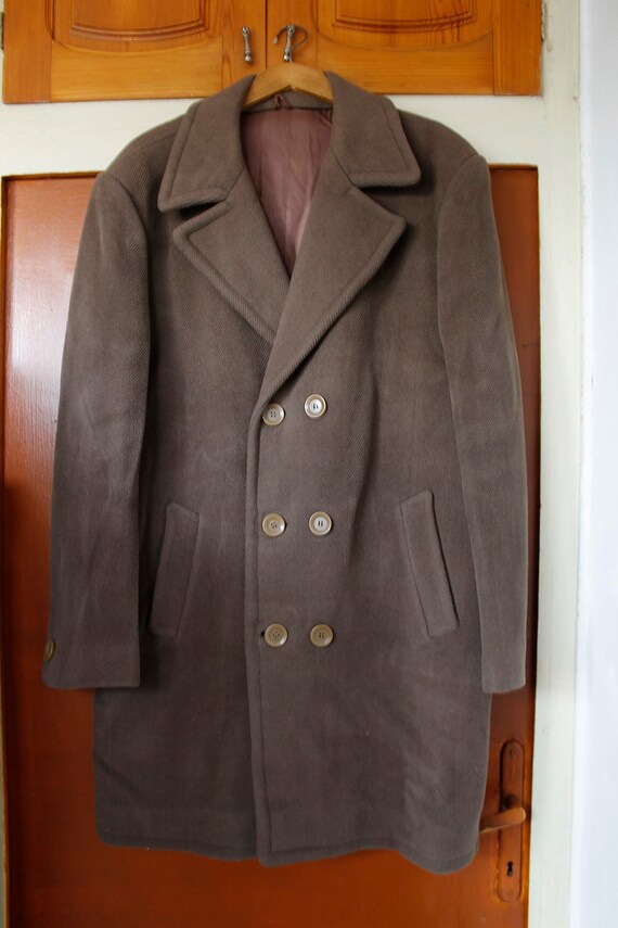 Vintage 1980s Brown Double Breasted Wool Coat Vintage 1980s Brown Double Breasted Wool Coat