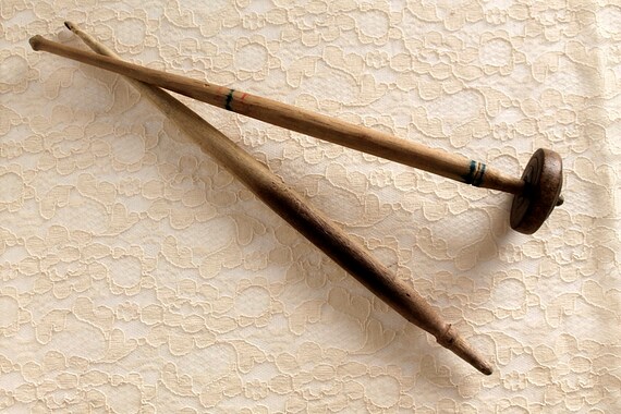 Antique Spindles Wool Spindles Wood Spindles Primitive Bulgarian Spindles Set of 3 Turned Wooden Spindles Rustic Decor