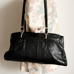sac à bandoulière vintage en cuir noir - sac rétro pour femme en cuir véritable, sac à main en cuir noir de tous les jours, sac à bandoulière classique, cadeau pour elle