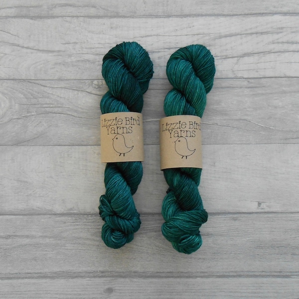 Into The Woods - 100g Hand Dyed Yarn Dark Green Semi-solid Crochet Knit Skein Merino Wool Nylon Indie DK Sock SuperWash