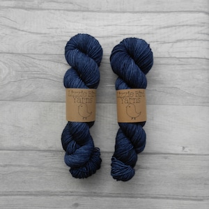 Midnight - 100g Hand Dyed Dark Navy blue Crochet Knit Semi-solid Skein Merino Wool Nylon Indie DK Sock SuperWash