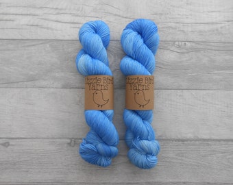 Monty - 100g Hand Dyed Yarn Blue Semi-solid Skein Crochet Knit Merino Wool Nylon Indie DK Sock SuperWash