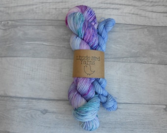 Fresh Linen Sock Set- 100g/20g Hand Dyed Yarn Crochet Knit Periwinkle Teal Violet Pink Speckle Skein Merino Wool Nylon Indie  Sock SuperWash