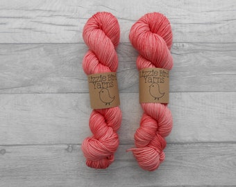 Firecracker - 100g Hand Dyed Yarn Red Salmon Crochet Knit Semi-solid Skein Merino Wool Nylon Indie DK Sock SuperWash