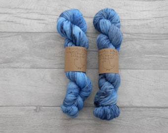 Stormy Skies - 100g Hand Dyed Yarn Dark Blue Navy Crochet Knit Speckled Clouds Skein Merino Wool Nylon Indie DK Sock SuperWash