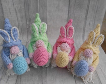 Crochet Easter Gnome - Crochet Yarn Sweet Cute Lovely Handmade Gift Novelty Handmade Bright Colourful Bunny Easter Pastel Gonk