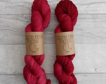 Santa Baby- 100g Hand Dyed Yarn Vermillion Rich Crochet Knit Semi-solid Skein Merino Wool Nylon Indie DK Sock SuperWash