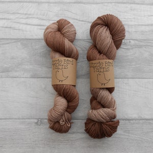 Latte - 100g Hand Dyed Yarn Brown Coffee Cream Crochet Knit Skein Merino Wool Nylon Indie DK Sock SuperWash