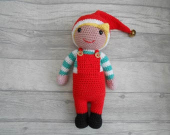 Crochet Elf - Crochet Yarn Sweet Cute Lovely Handmade Gift Novelty Handmade Bright Colourful Christmas Bell Magic Elves