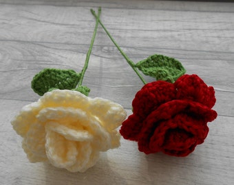 Crochet Rose - Crochet Yarn Romance Romantic Thank You Special Wedding Favours Sweet Girlfriend Love Gift Novelty Handmade Bright Colourful