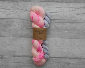 Pink Parfait Sock Set - 100g/20g Hand Dyed Yarn Crochet Knit Pink Drifts Speckled Lilac Skein Merino Wool Nylon Indie  Sock SuperWash