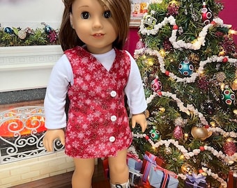 Roter Schneeflocke Pullover und Shirt für 18 Inch Dolls