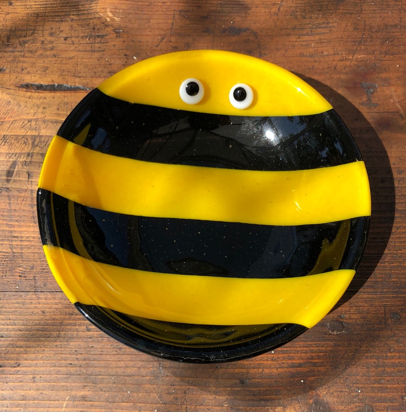 Crazy Bee fused glass bowl