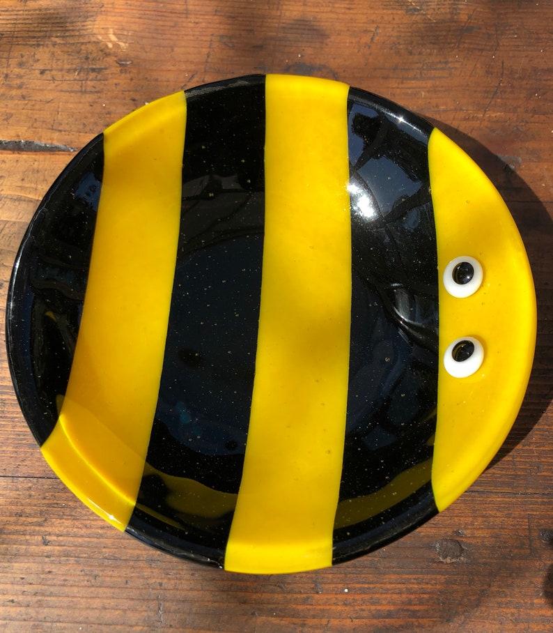 Crazy Bee fused glass bowl