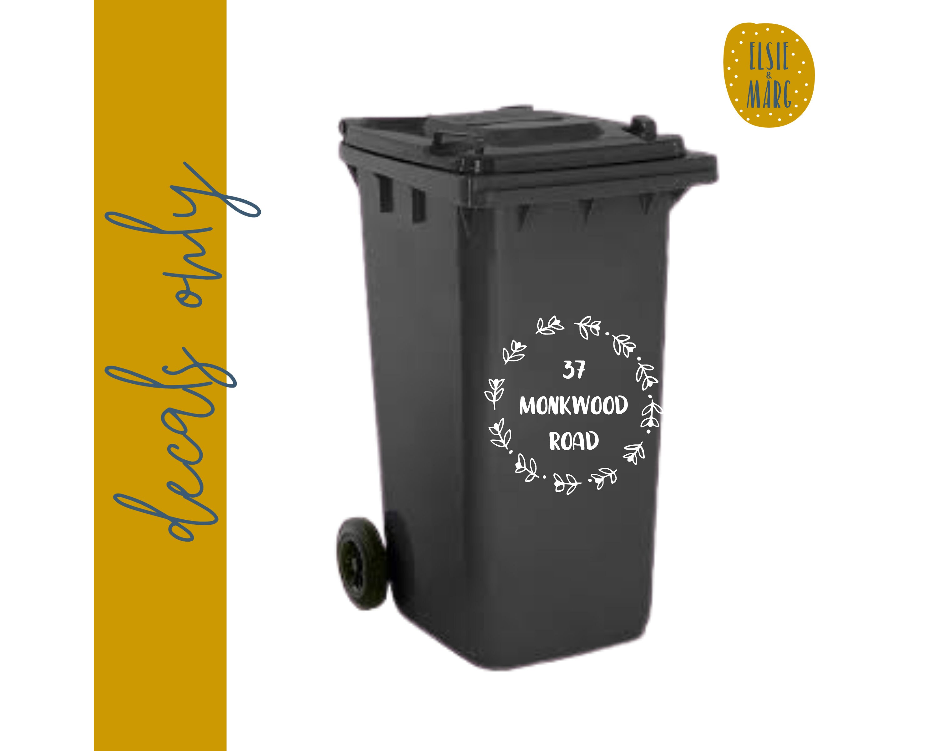 Wheelie Bin VINYL DECAL ONLY Black Green Blue Bin Vinyl Etsy
