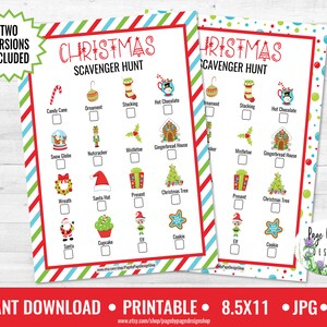 Christmas Scavenger Hunt Game Printable INSTANT DOWNLOAD