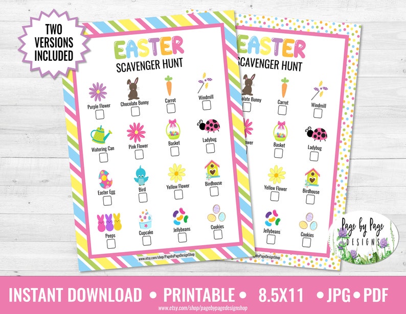 Easter Scavenger Hunt Game Printable INSTANT DOWNLOAD - Etsy