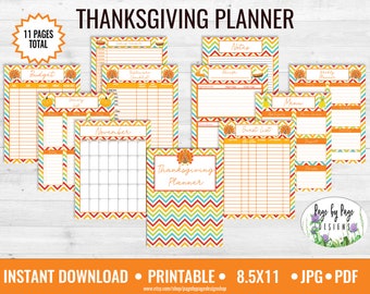 Thanksgiving Planner Printable, Meal Planner, Holiday Planner, Checklist Planner, Thanksgiving Menu Letter Size-INSTANT DOWNLOAD
