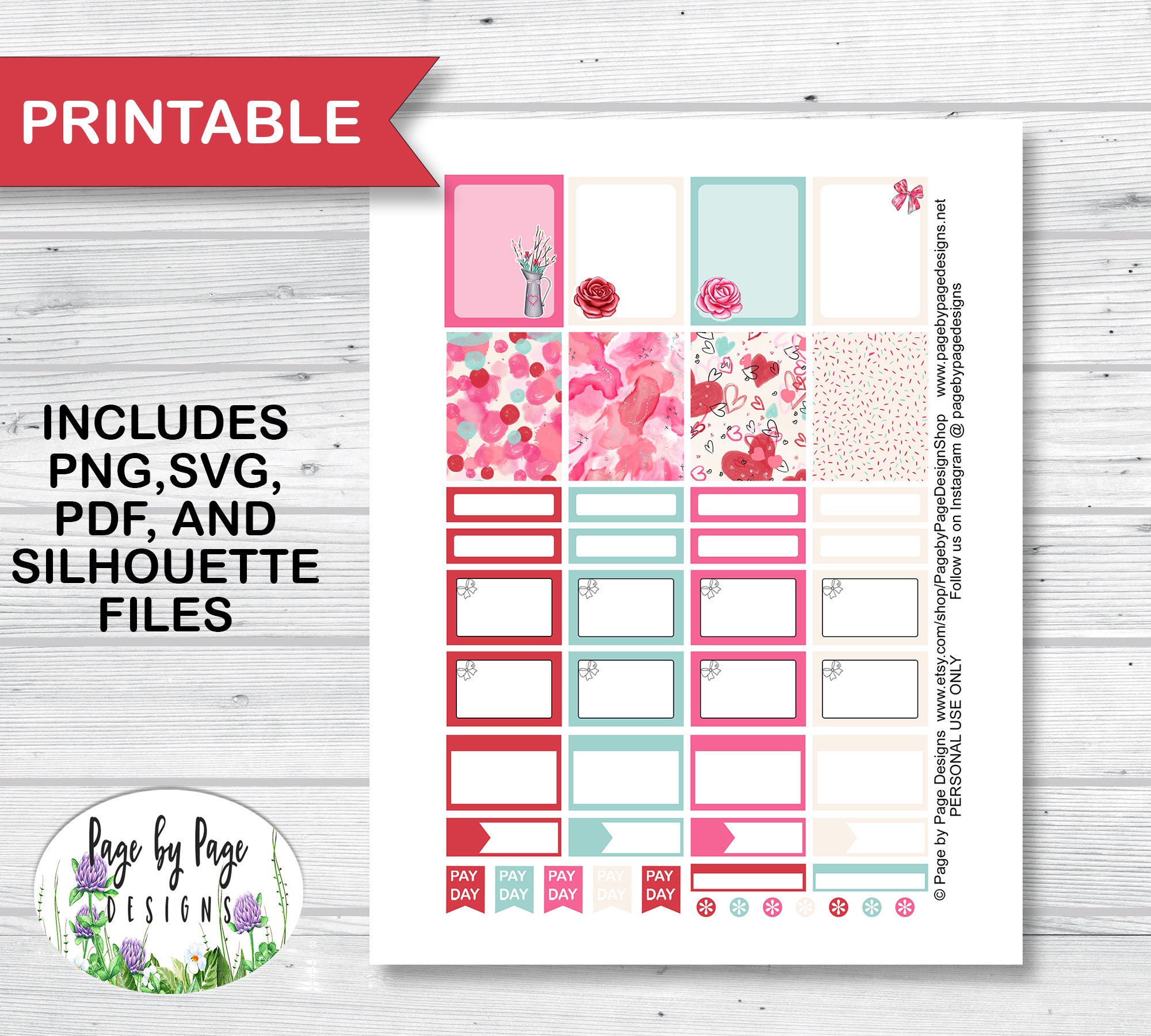 Valentine's Day Planner Weekly Sticker Kit Erin Condren Vertical LP ...
