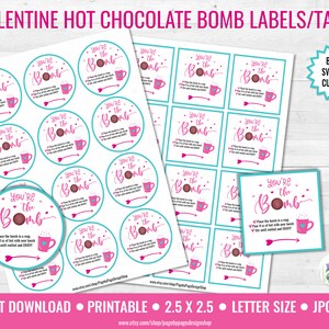 Hot Chocolate Bomb Printable Gift Tag Label Valentine's - Etsy