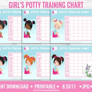 Girls Potty Training Chart Printable Letter Size-INSTANT DOWNLOAD