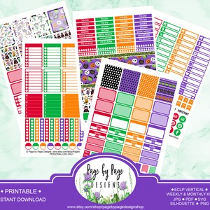 Haloween Stickers Kit Erin Condren Vertical LP Instant Download HAL001