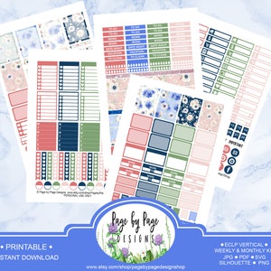 Flower Planner Stickers Kit Erin Condren Vertical LP Instant Download FL001