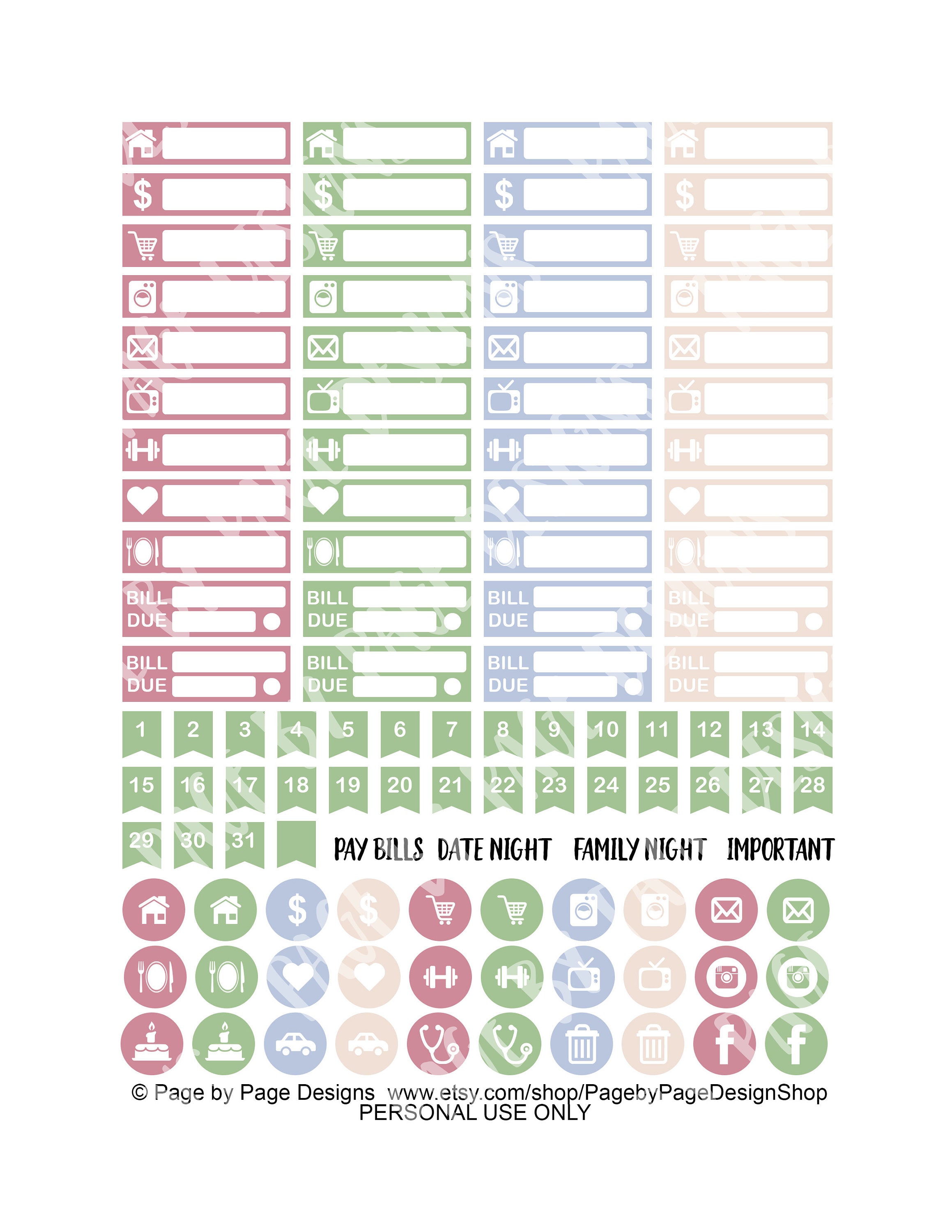 Calendars & Planners Paper Spring Sticker Kit Erin Condren Vertical LP ...