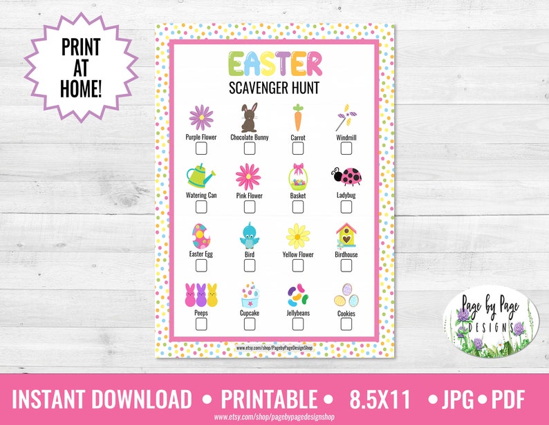Easter Scavenger Hunt Game Printable INSTANT DOWNLOAD - Etsy