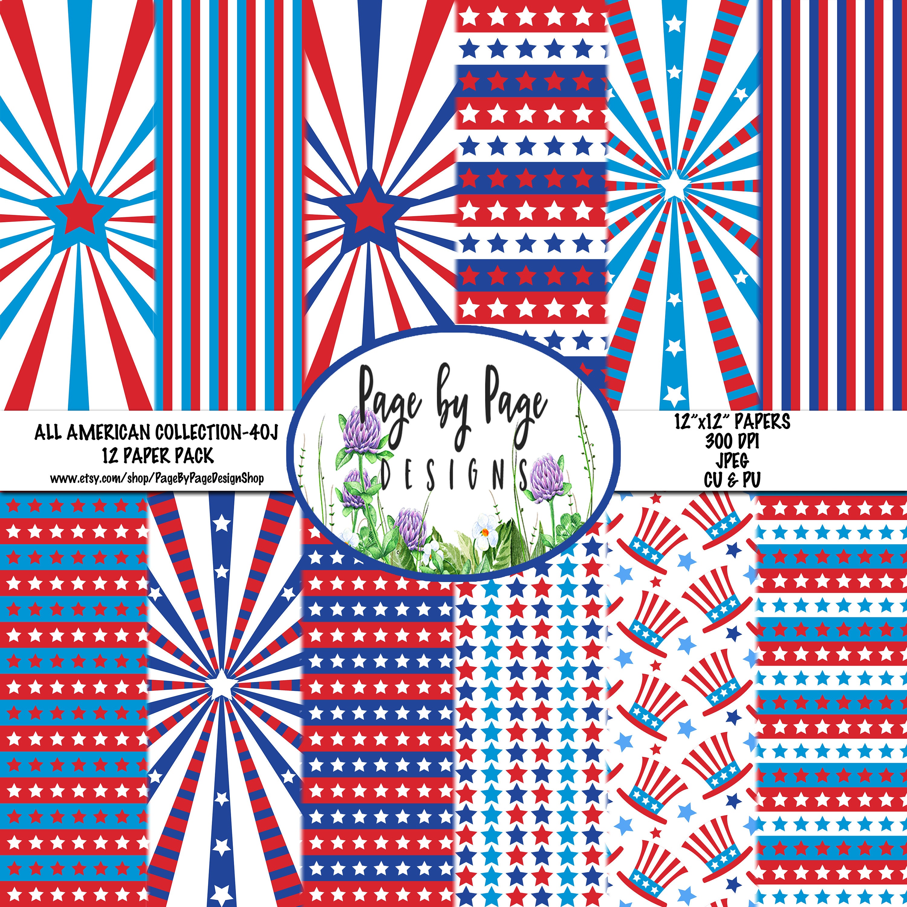 All American Paper Pack 12 X 12 Commercial and Etsy UK