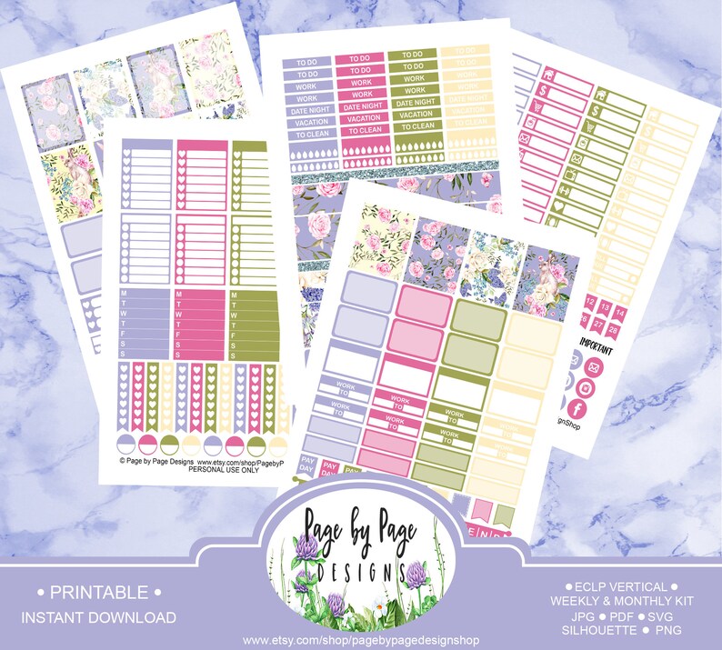 Spring Planner Stickers Kit Erin Condren Vertical LP Instant Download ...
