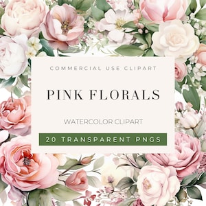 Clipart de flores em aquarela de flores rosa
