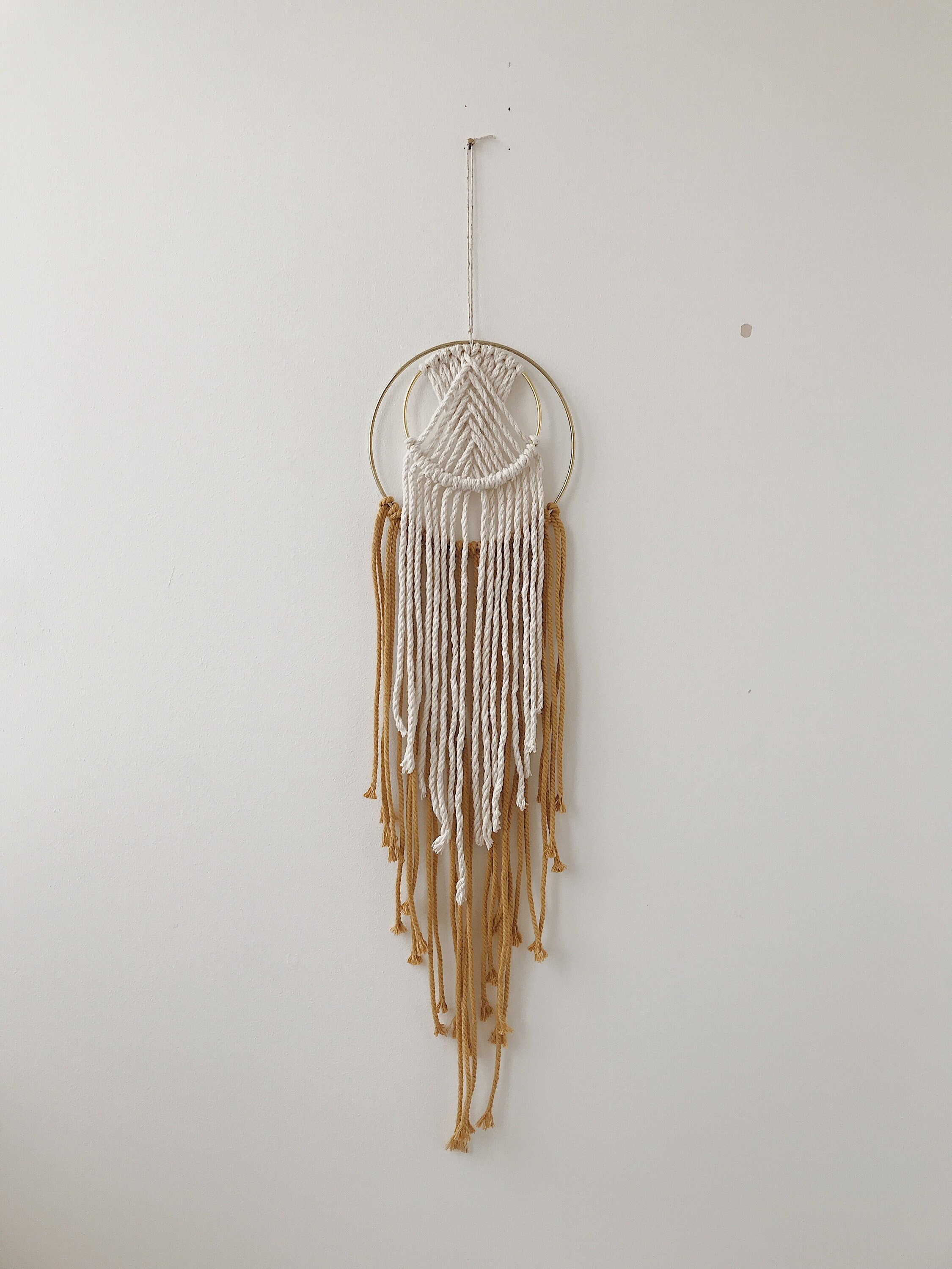 Macrame Wall Hanging Boho Décor Gold Ring Wall Art Mustard - Etsy