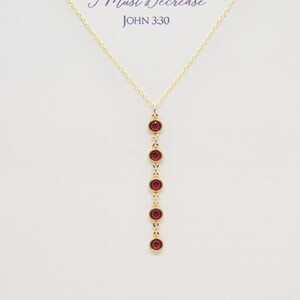 16 inch - 19 inch Sterling or gold-filled and red premium Austrian crystal necklace - The Five Wounds of Christ