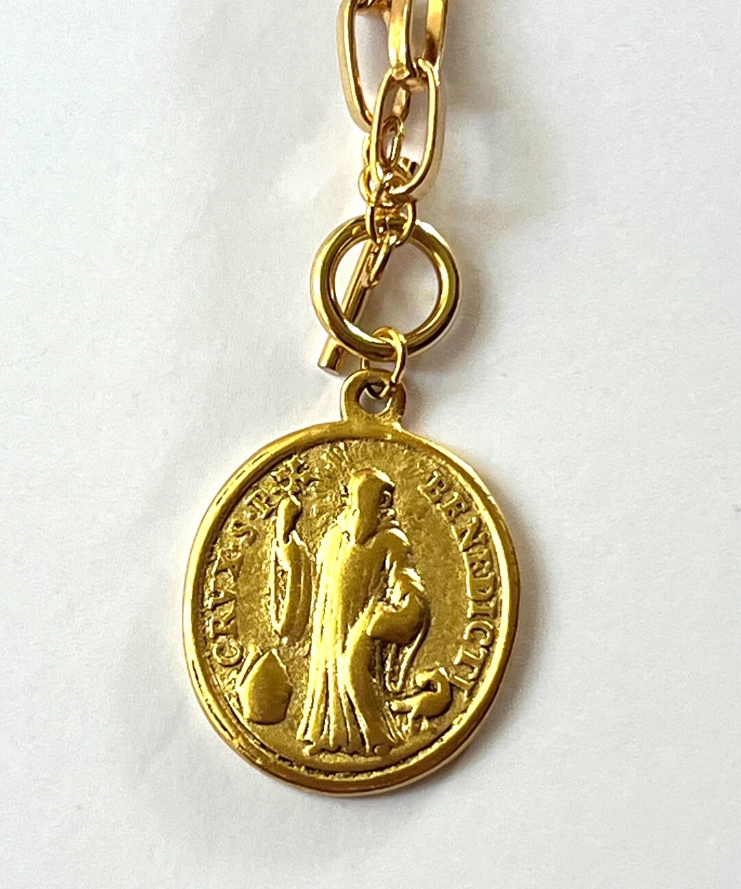 Gold, Chunky St Benedict Necklace - Etsy