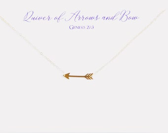 Sterling silver or gold filled dainty 14"-17" and arrow link charm, minimalist, Christian, hunter, Genesis 27:3