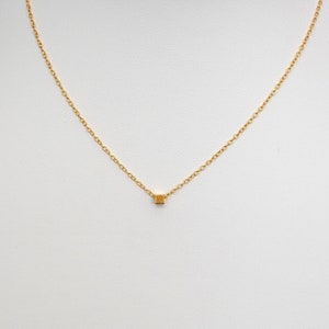 Dainty sterling necklace, sterling silver necklace with cube charm. 16”-19”. The Stone that the Builders Rejected has become the Cornerstone