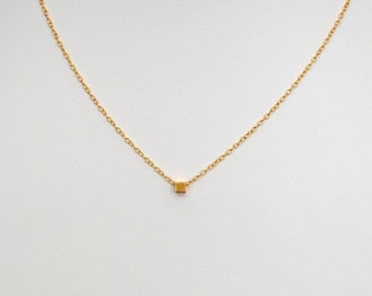 Dainty sterling necklace, sterling silver necklace with cube charm. 16”-19”. The Stone that the Builders Rejected has become the Cornerstone