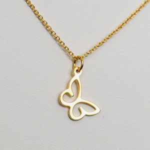 Gold vermeil butterfly necklace 16 inches with 3 inch extension. Sanctity of Life necklace.