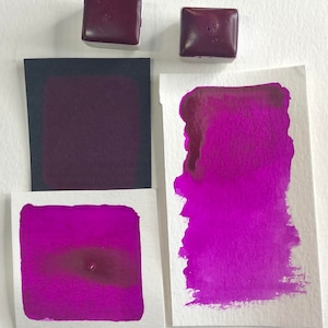 Matte Neon Magenta hand made watercolor paint half pan calligraphy and scrapbooking water colour paint