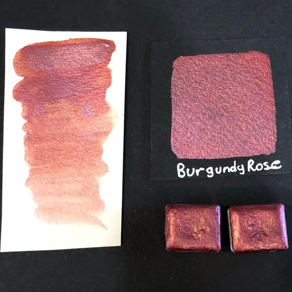 Burgundy Rose Mica Handmade Water color Half Pan Paints Watercolour paint Calligraphy arts and crafts