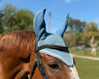 Sky blue horse bonnet