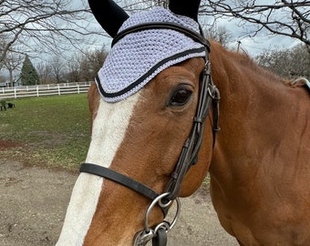 Gray and black horse bonnet