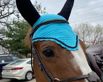 Aqua and black horse bonnet