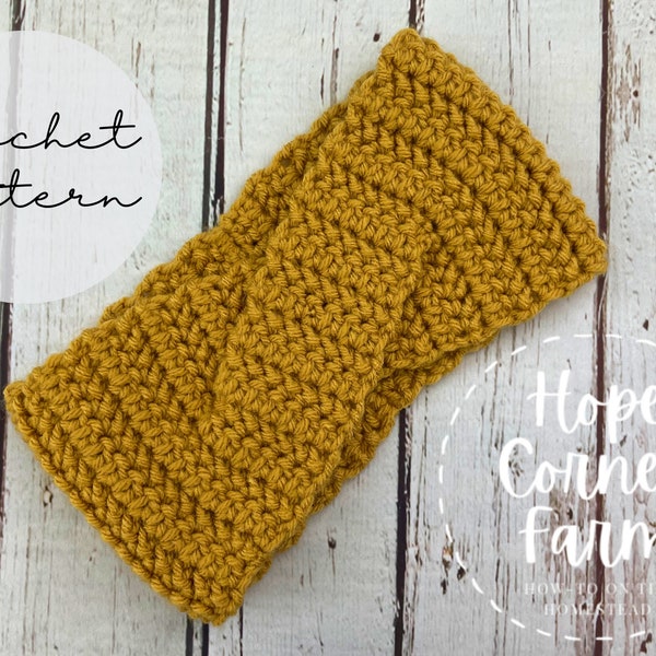 Crochet PATTERN - Half Herringbone Twist Headband - headband pattern, crochet ear warmer pattern (4 sizes | Infant-Adult) - PDF Download